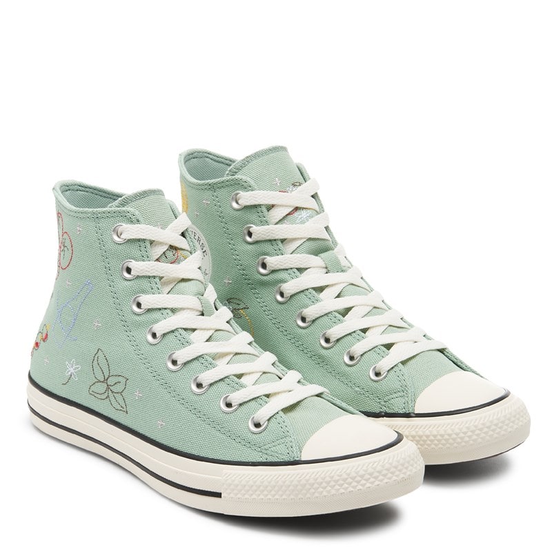 Converse Chuck Taylor All Star Hi Top Sneakers (Green/Yellow) - Size 9.0 M
