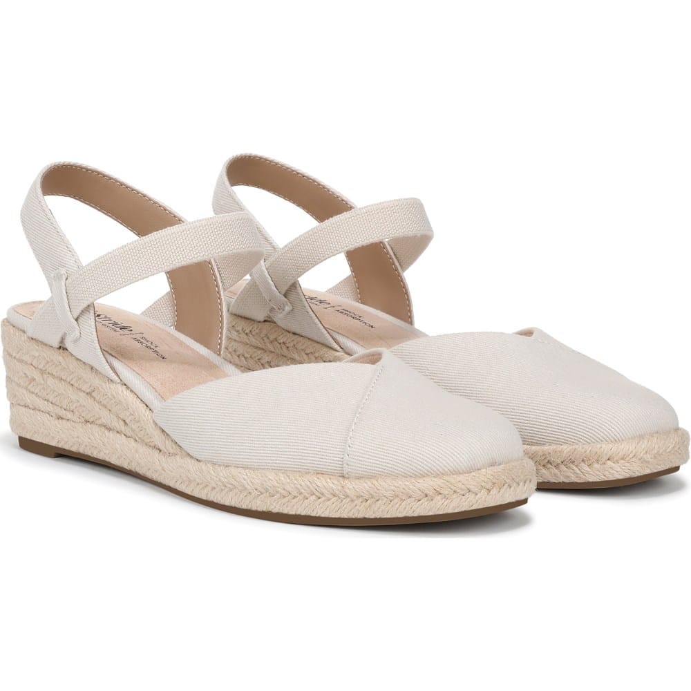 LifeStride Pilar Women's Wedge Espadrille Shoes, Size: 12 Wide, Bone