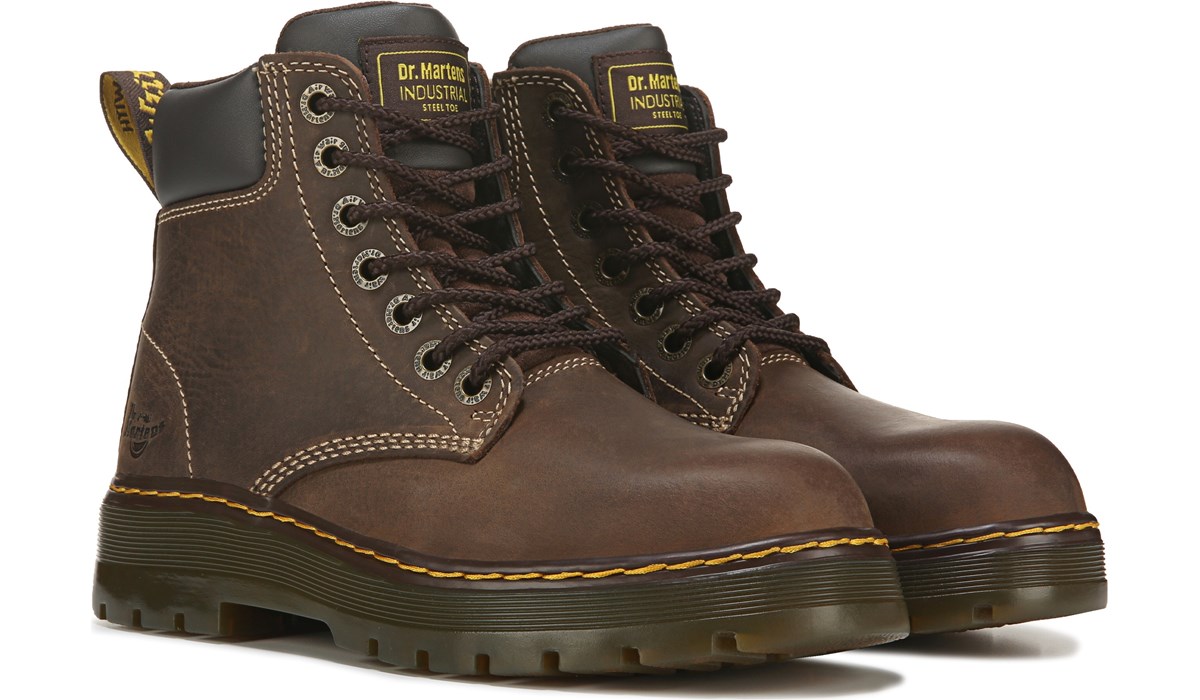 black lace up steel toe boots