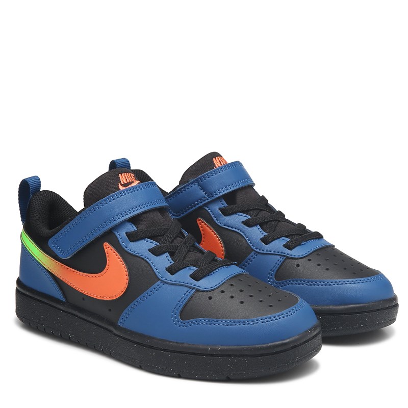 Nike Kids' Court Borough Recraft Low Top Sneaker Little Kid Shoes (Blue/Orange/Yellow) - Size 1.5 M