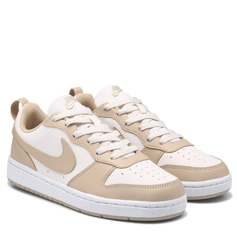 Nike Kids' Court Borough Recraft Low Top Sneaker Big Kid Shoes (White/Tan) - Size 4.0 M