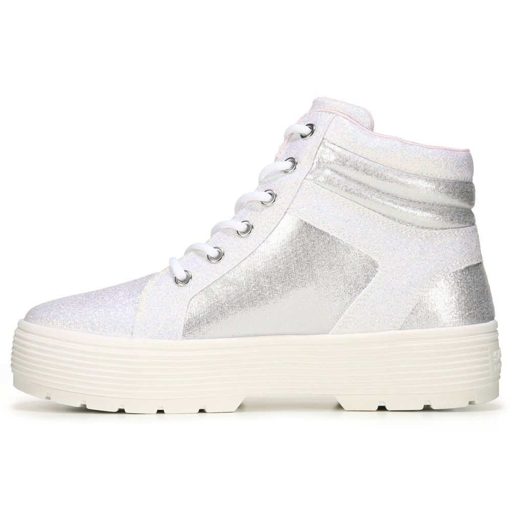 Younger Girls Silver Glitter High-Top Trainers