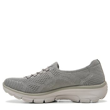 skechers knit dress shoes Relaxed Fit Easy Going Women's Slip-On Comfort Sneakers, Size: 7.5, Light Gray Style:Work Wear