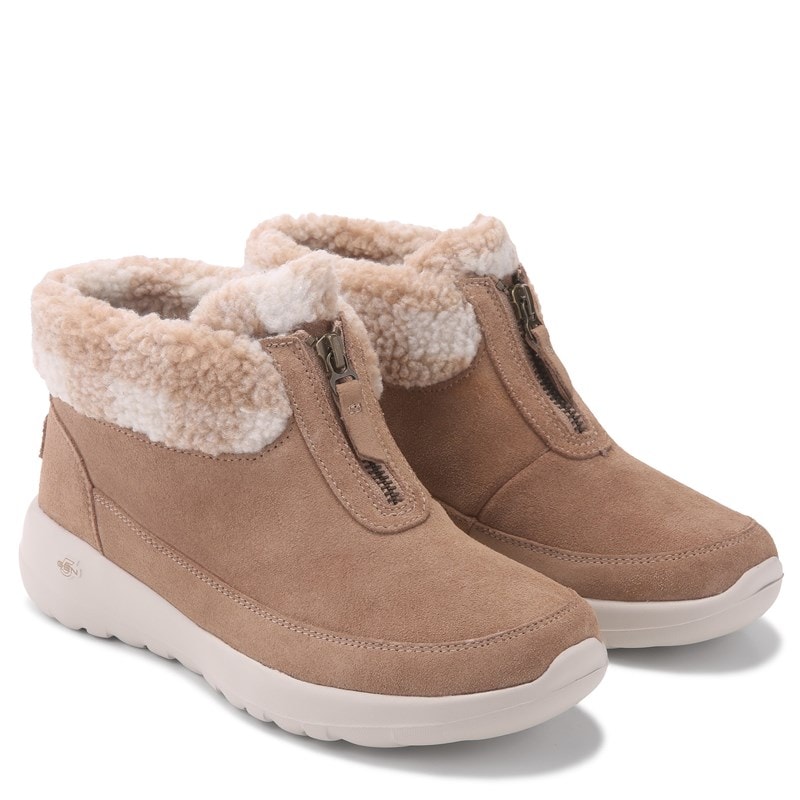 Skechers Women's On-The-Go Joy Evelyn Sherpa Ankle Booties (Taupe) - Size 9.5 M