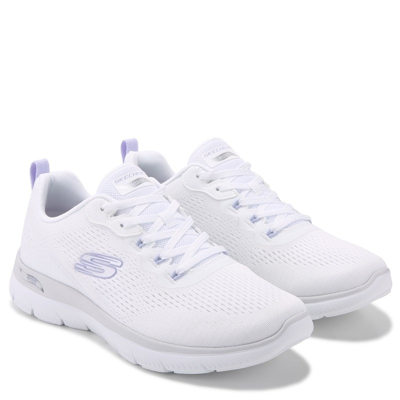 Skechers Women's Arch Fit Summits Daily Flow Walking Shoes (White/Lavender Wide) - Size 7.0 W