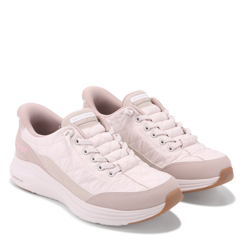 Skechers Women's Slip-Ins Contour Foam Cozy Fit Sneakers (Natural/Taupe) - Size 6.0 M