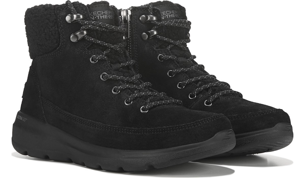 skechers black lace up boots