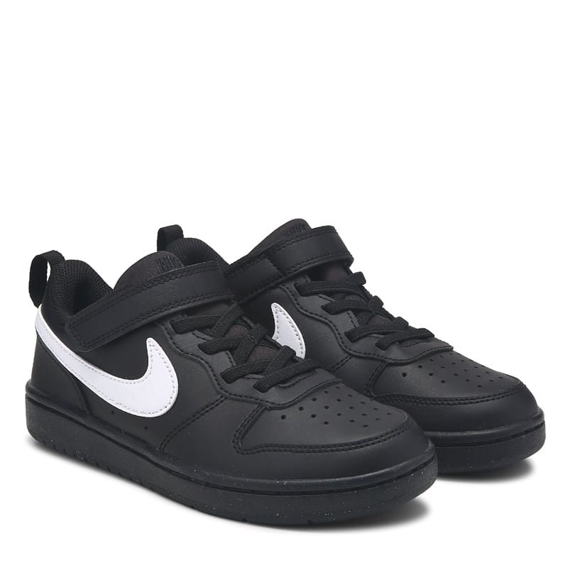 Nike Kids' Court Borough Recraft Low Top Sneaker Little Kid Shoes (Black/White) - Size 1.5 M