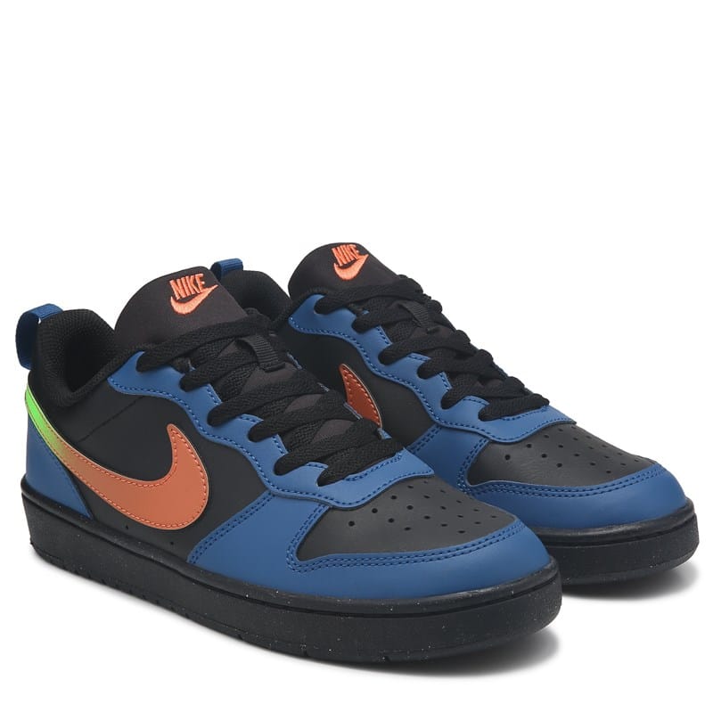 Nike Kids' Court Borough Recraft Low Top Sneaker Big Kid Shoes (Blue/Orange/Yellow) - Size 6.5 M