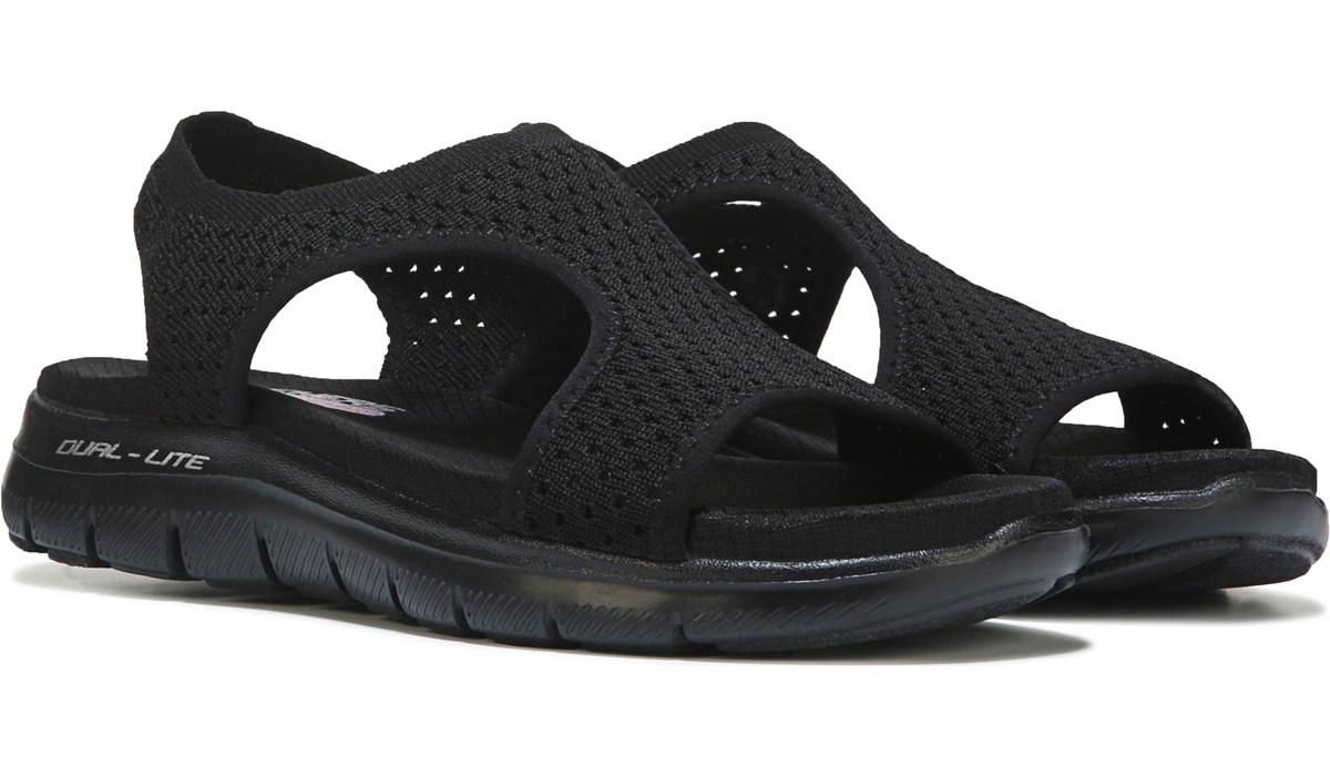 Skechers Women's Flex Appeal 2.0 Deja Vu Sandal Black, Sandals, Famous ...