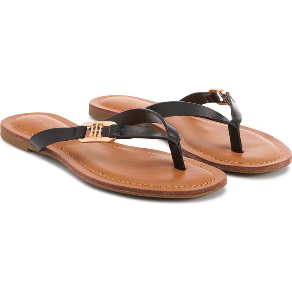 Tommy Hilfiger Brown and Tan Canvas Thong Sandal Tommy Hilfiger Thong Sandal With Ankle Strap Brown Size 9M  main image 4