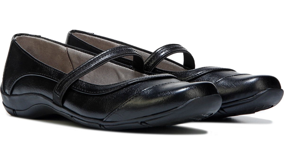 black flat slip ons