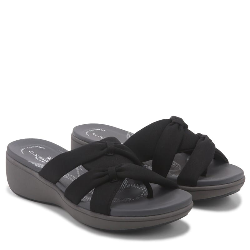 Clarks Cloudsteppers Women's Breeze Rae Cam Slip-On Flat Sandals - Black Textile