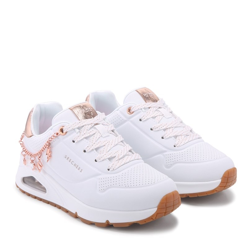 Skechers Kids' Street Uno Sneaker Little/Big Kid Shoes (White/Rose Gold) - Size 1.5 M