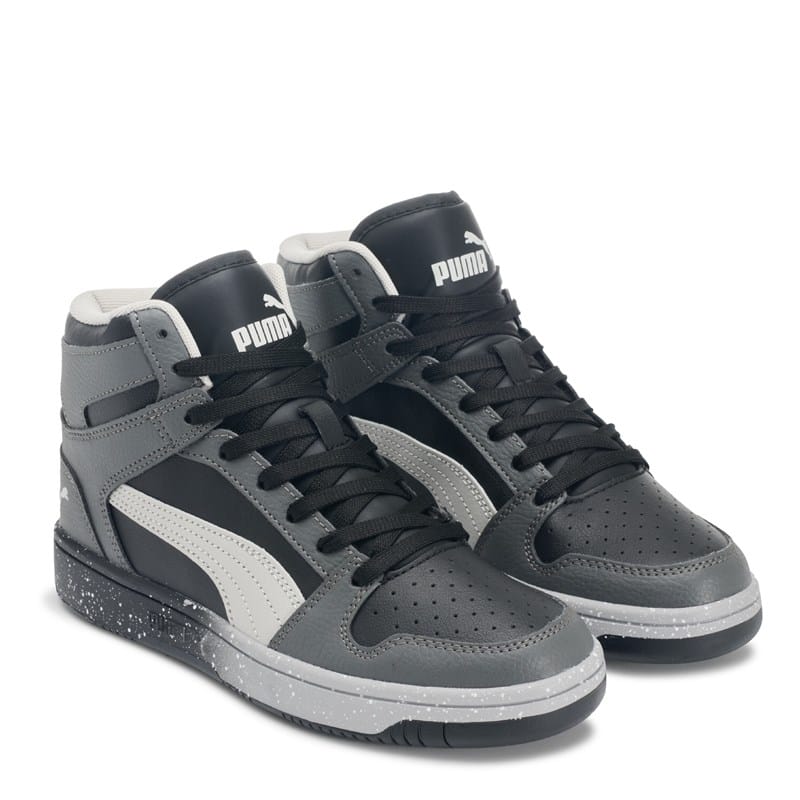 Puma Kids' Rebound Layup High Top Sneaker Big Kid Shoes (Grey/Black) - Size 5.5 M