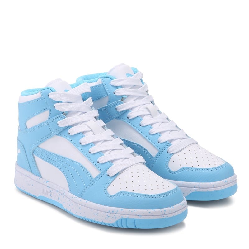 Puma Kids' Rebound Layup High Top Sneaker Big Kid Shoes (Blue/White) - Size 6.5 M
