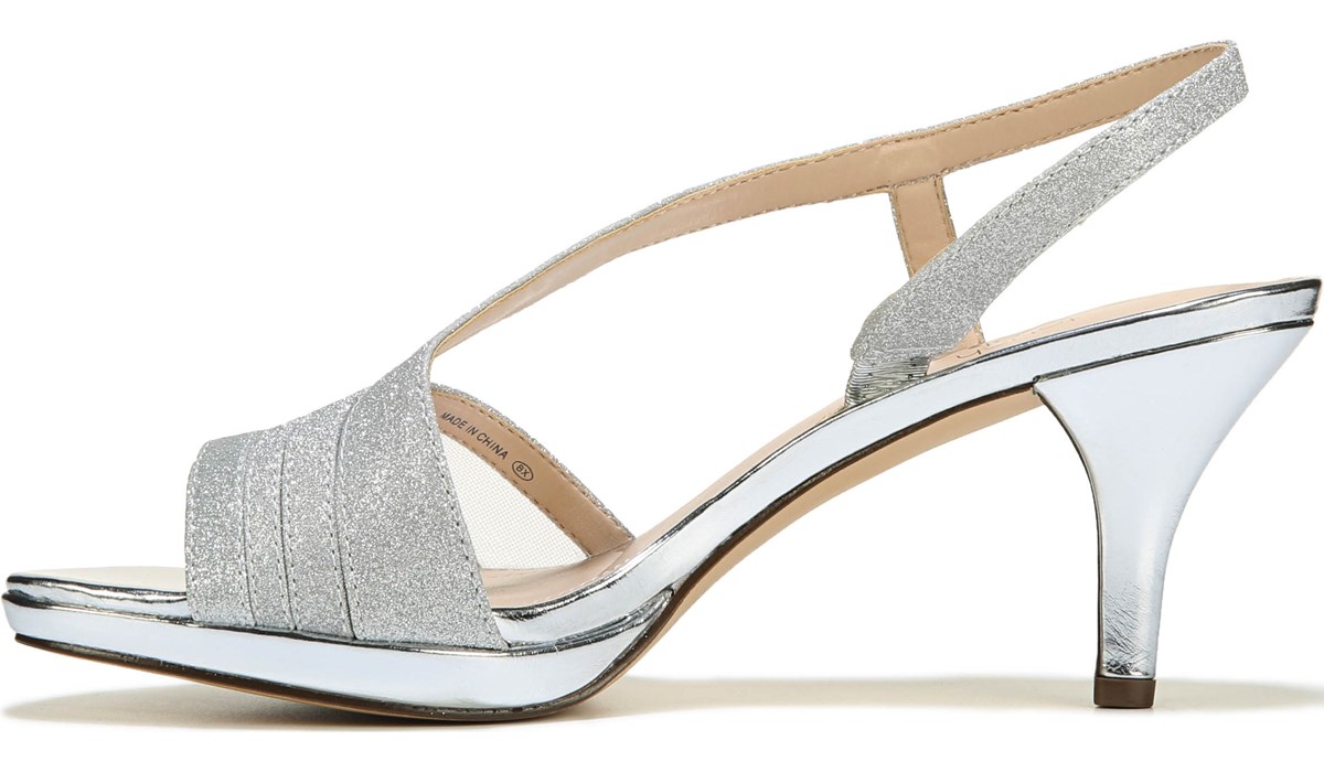 famous footwear silver heels