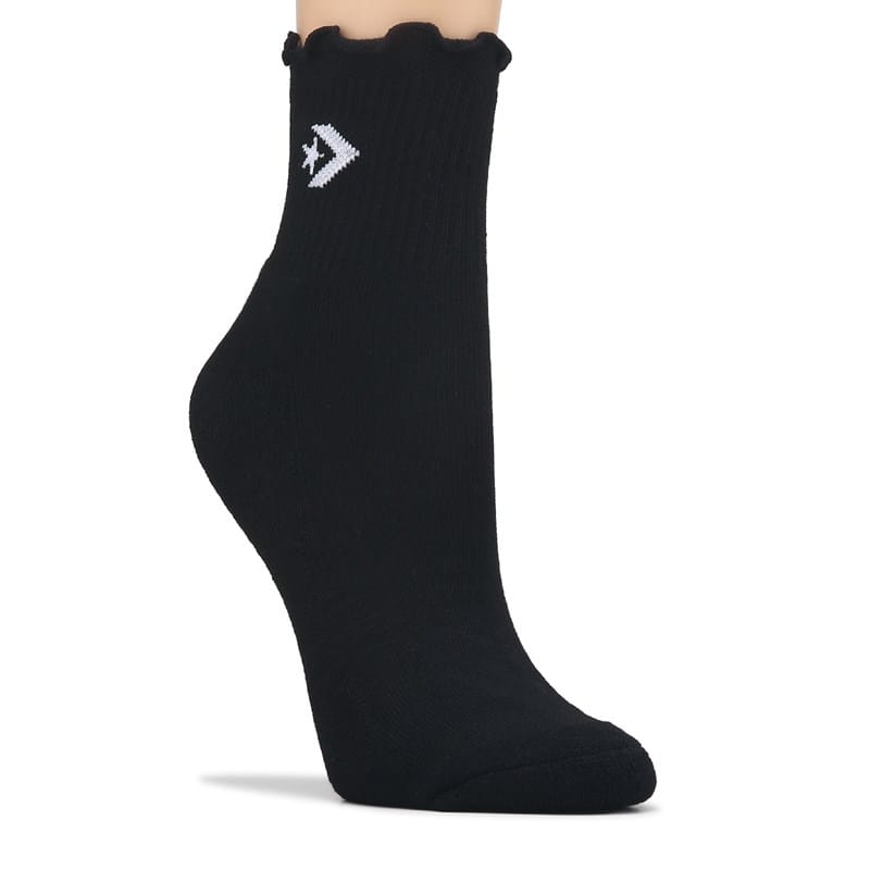 Converse Women's 3 Pack Ruffle Quarter Socks (White/Black/Grey) - Size 0.0 OT