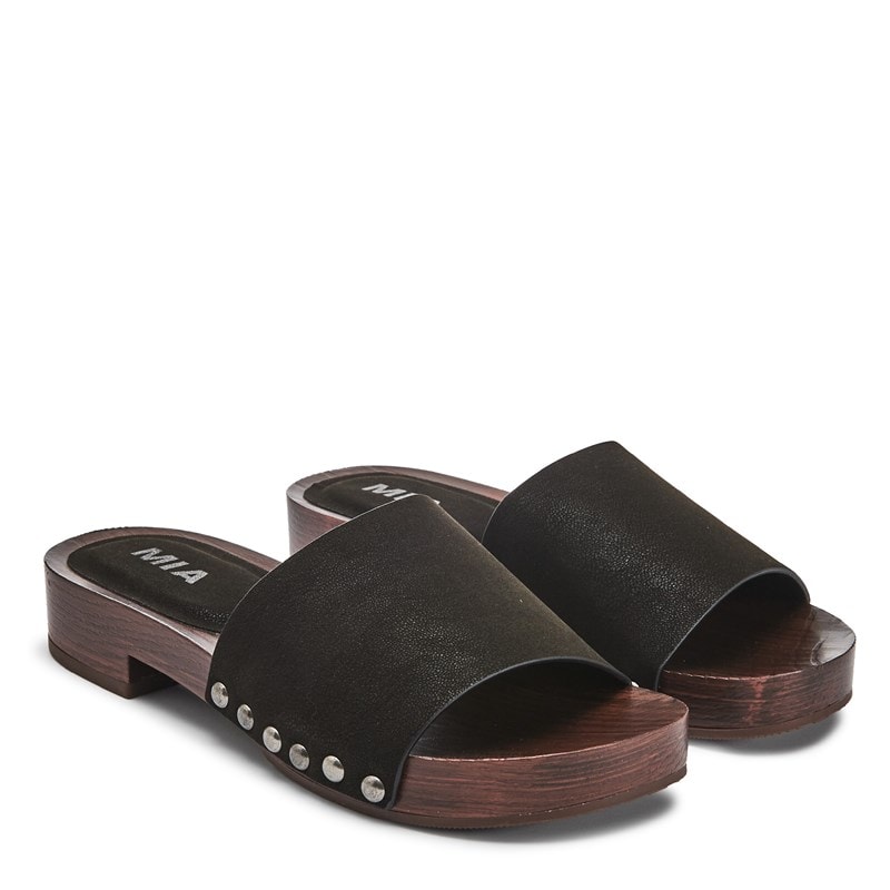 Mia Women's Ianell Wood Bottom Sandals (Black) - Size 11.0 M