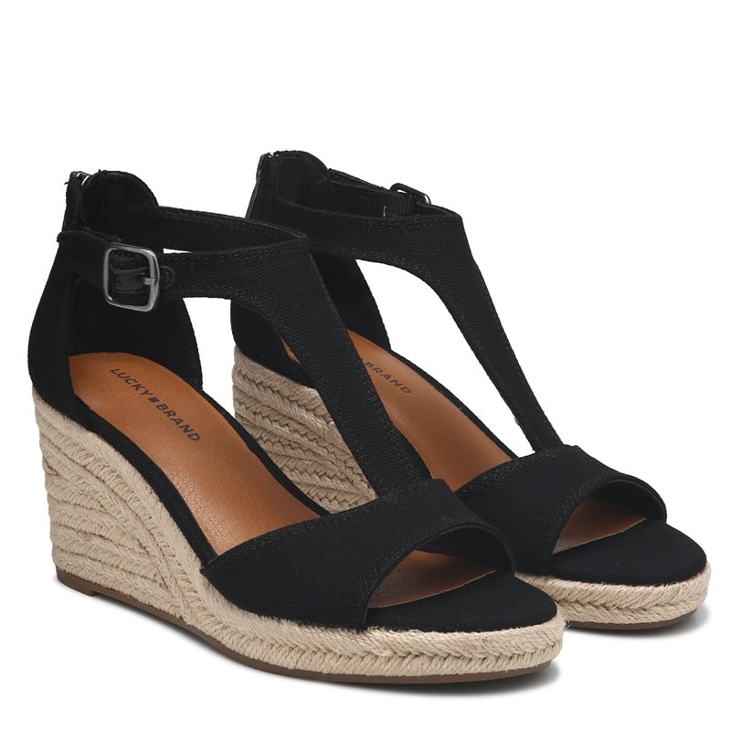 Lucky Women's Cyreel Wedge Espadrille Sandals (Black) - Size 8.0 M