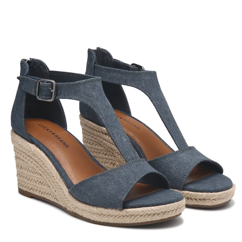Lucky Women's Cyreel Wedge Espadrille Sandals (Navy Blue) - Size 8.0 M