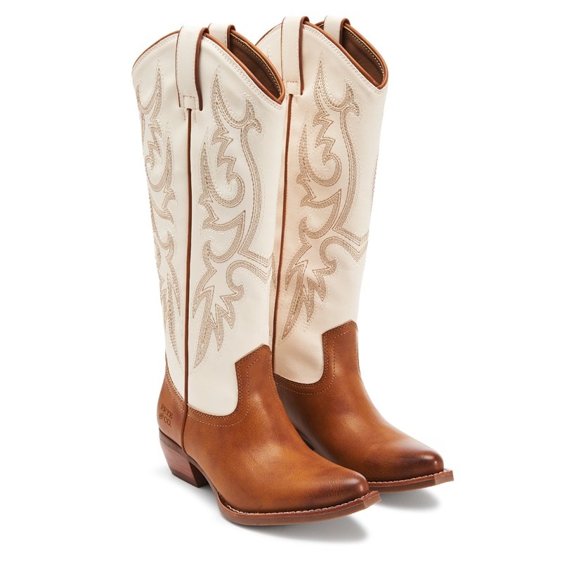 Frye And Co. Women's Irlene Tall Cowboy Boots (Off White / Caramel) - Size 9.0 M