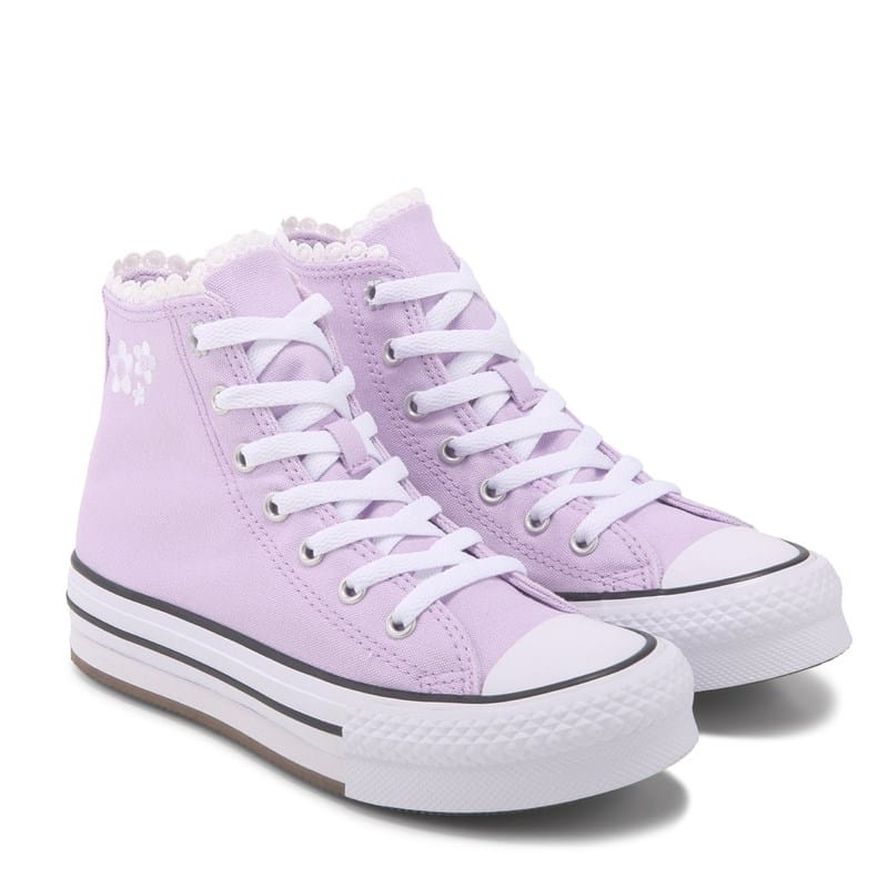Converse Kids' Chuck Taylor All Star Lift High Top Sneaker Little Kid Shoes (Lavender/White) - Size 12.0 M