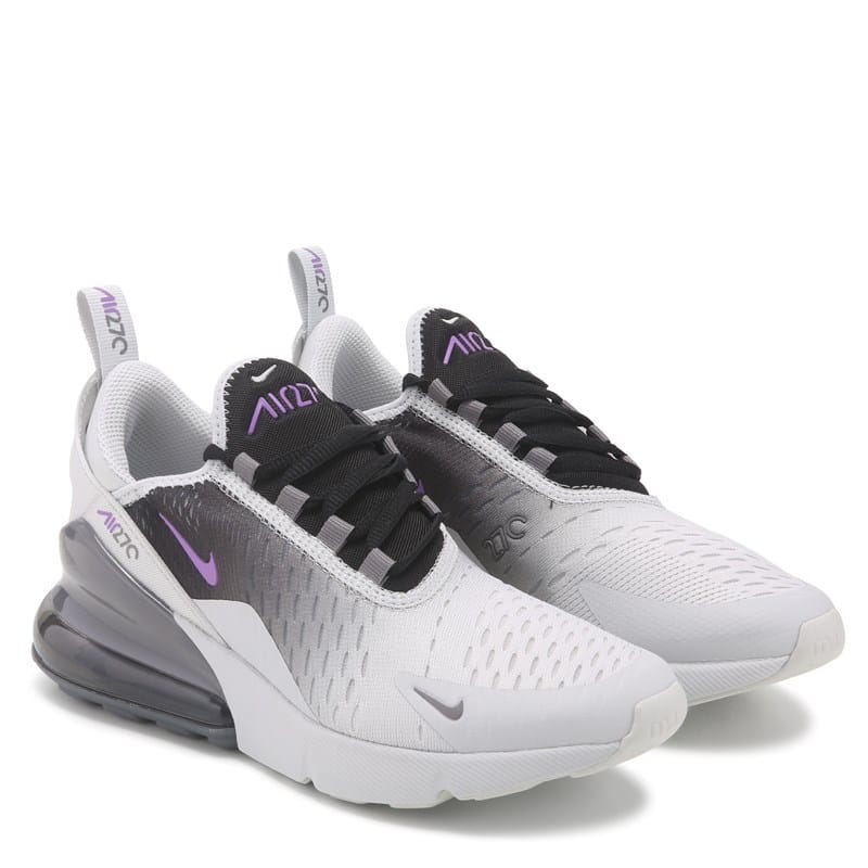 Nike Kids' Air Max 270 Sneaker Big Kid Shoes (Grey/Black/Purple) - Size 6.0 M