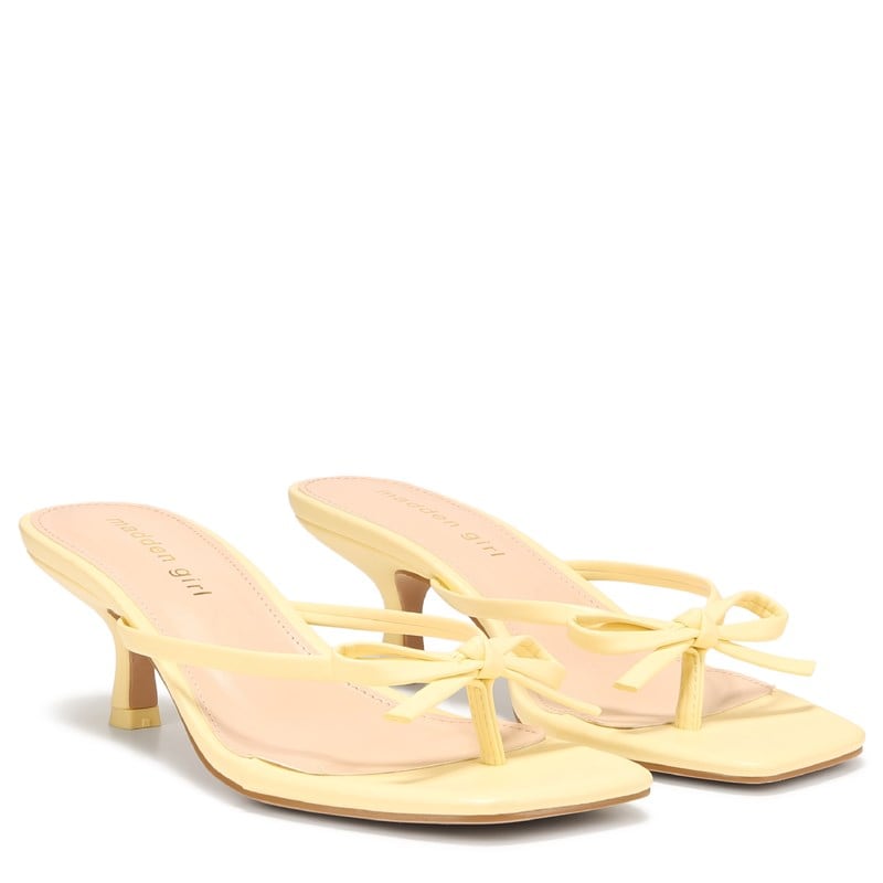 Madden Girl Women's Charlotte Thong Kitten Heel Sandals (Lemon Paris) - Size 6.0 M