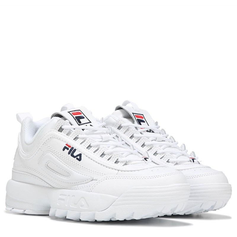 Fila Women's Disruptor Premium 2 Sneakers (White/Navy/Red) - Size 6.0 M