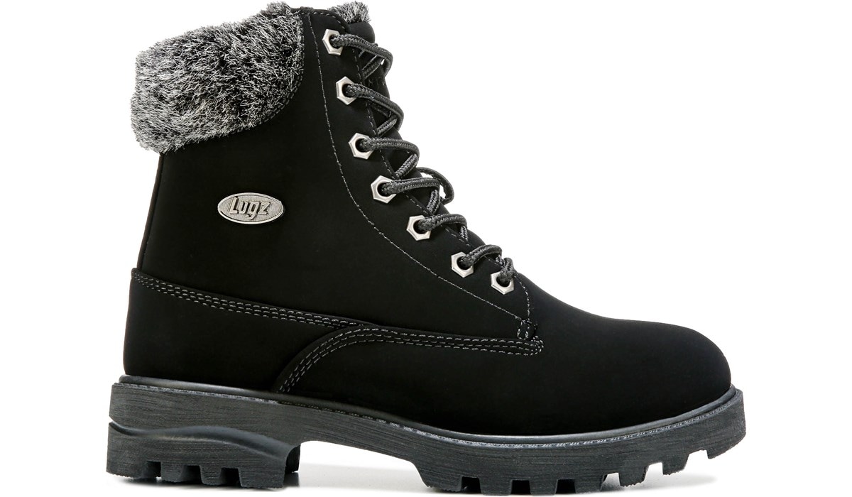 fur lace up boots