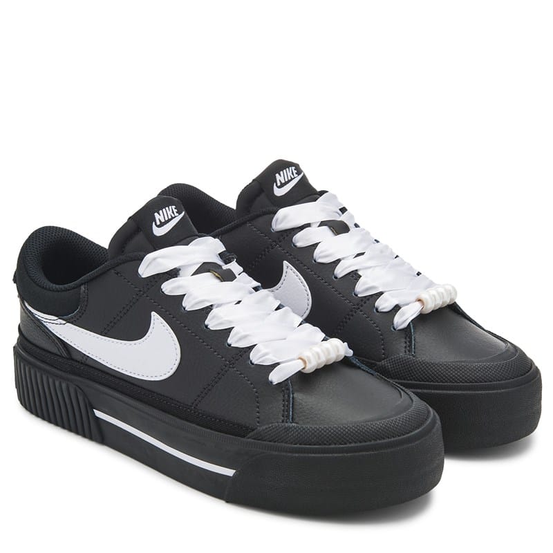 Nike Women's Court Legacy Lift Platform Sneakers (Black/White Beaded) - Size 9.5 M