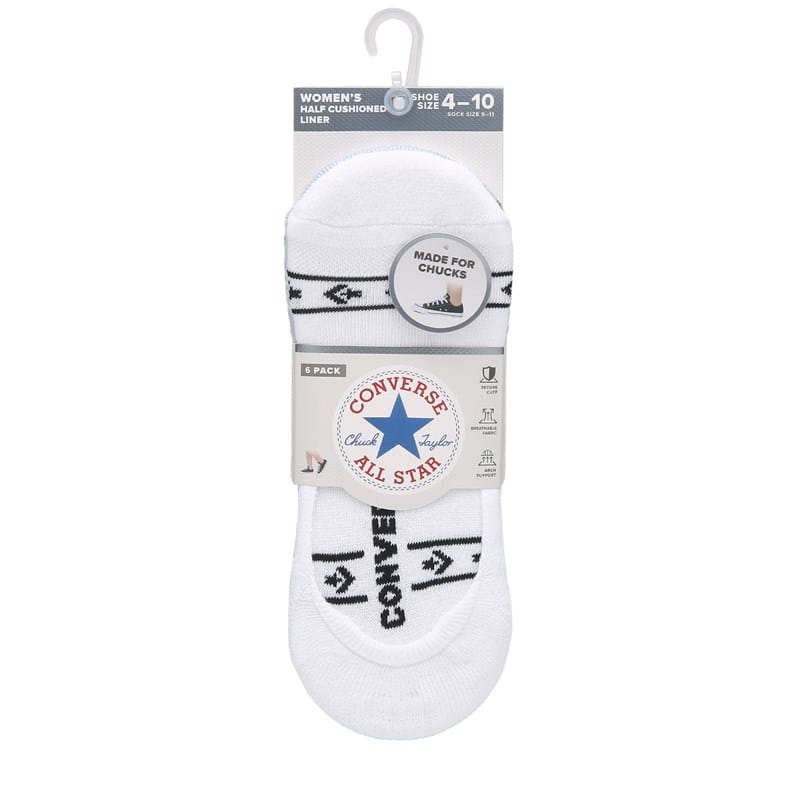 Converse Women's 6 Pack Wordmark Liner Socks (Assorted) - Size 0.0 OT