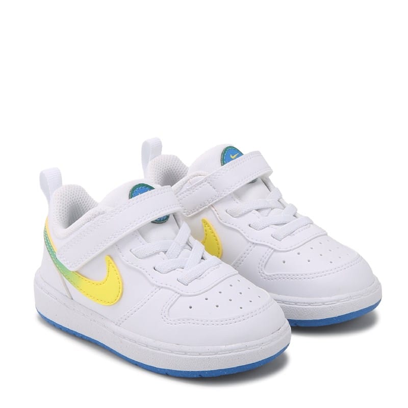 Nike Kids' Court Borough Low Recraft Sneaker Baby/Toddler Shoes (White/Blue/Yellow) - Size 6.0 M