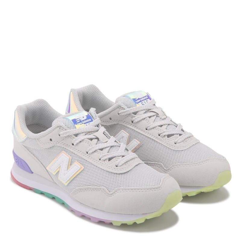 New Balance Kids' 515 Retro Sneaker Little Kid Shoes (Grey/Rainbow) - Size 2.5 M
