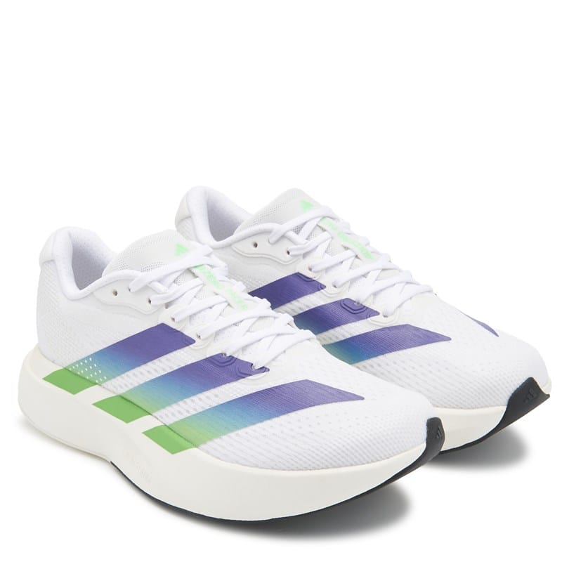 Adidas Men's Adizero Pacer Running Shoes (White/Blue/Green) - Size 8.0 M