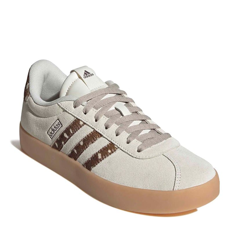 Adidas Women's Vl Court 3.0 Sneakers (Offwhite/Brown) - Size 6.5 M