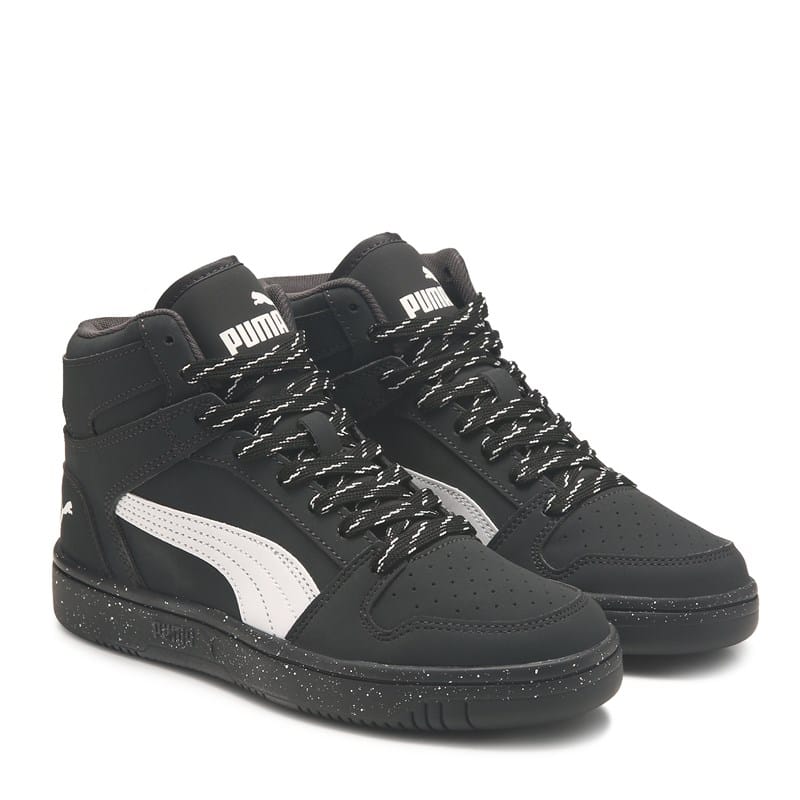 Puma Kids' Rebound Layup High Top Sneaker Big Kid Shoes (Black/White) - Size 6.5 M