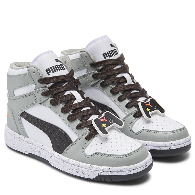 Puma Kids' Rebound Layup High Top Sneaker Big Kid Shoes (Grey/Black) - Size 4.5 M