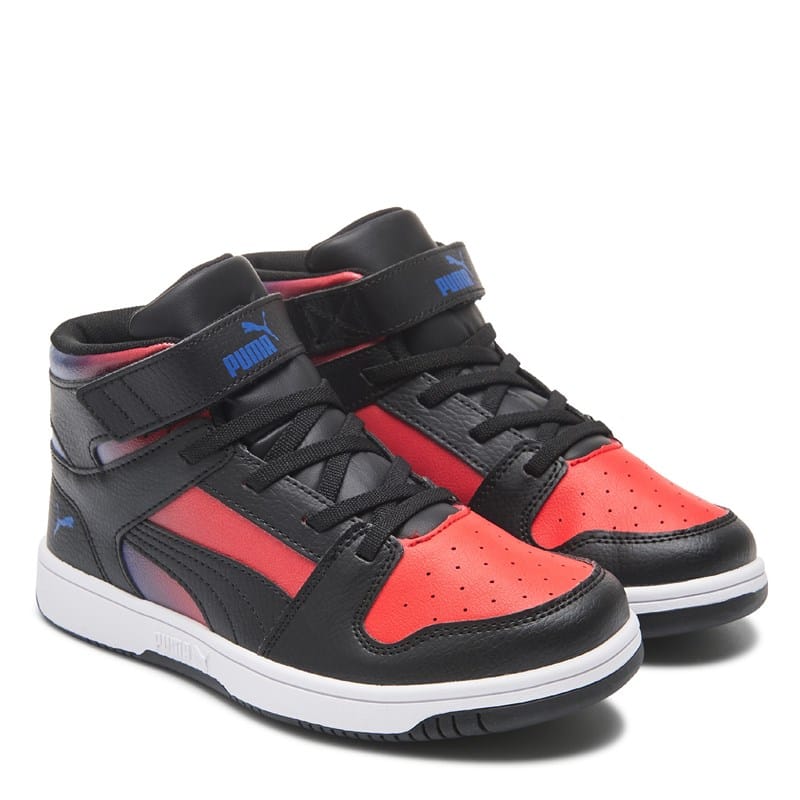 Puma Kids' Rebound Layup High Top Little Kid Shoes (Black/Red/Blue) - Size 11.0 M