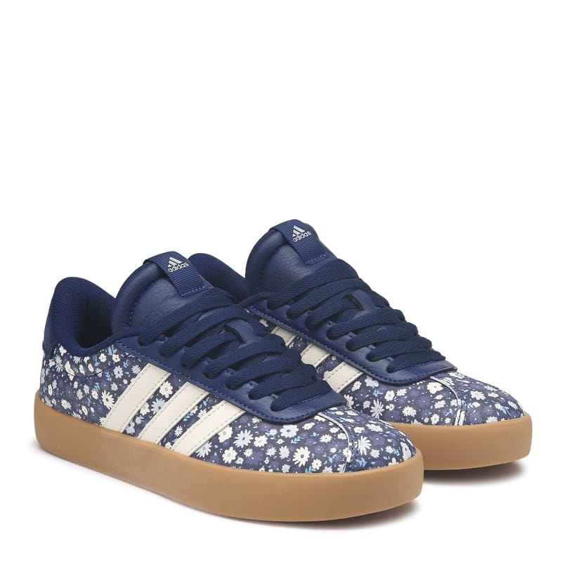Adidas Women's Vl Court 3.0 Sneakers (Blue/Floralprint) - Size 9.5 M