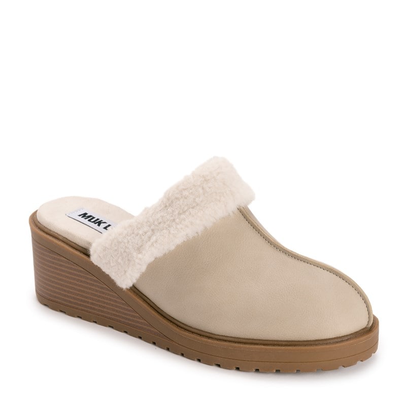 Muk Luks Women's Sophia Wedge Mule Shoes (Natural) - Size 7.0 M