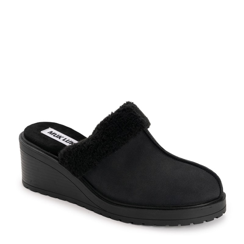 Muk Luks Women's Sophia Wedge Mule Shoes (Black) - Size 10.0 M