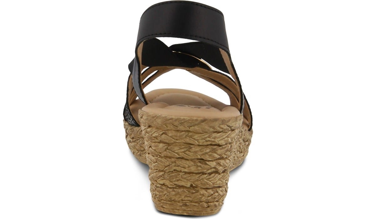 Spring Step Women's Misi Espadrille Wedge Sandal Black, Sandals, Famous Footwear