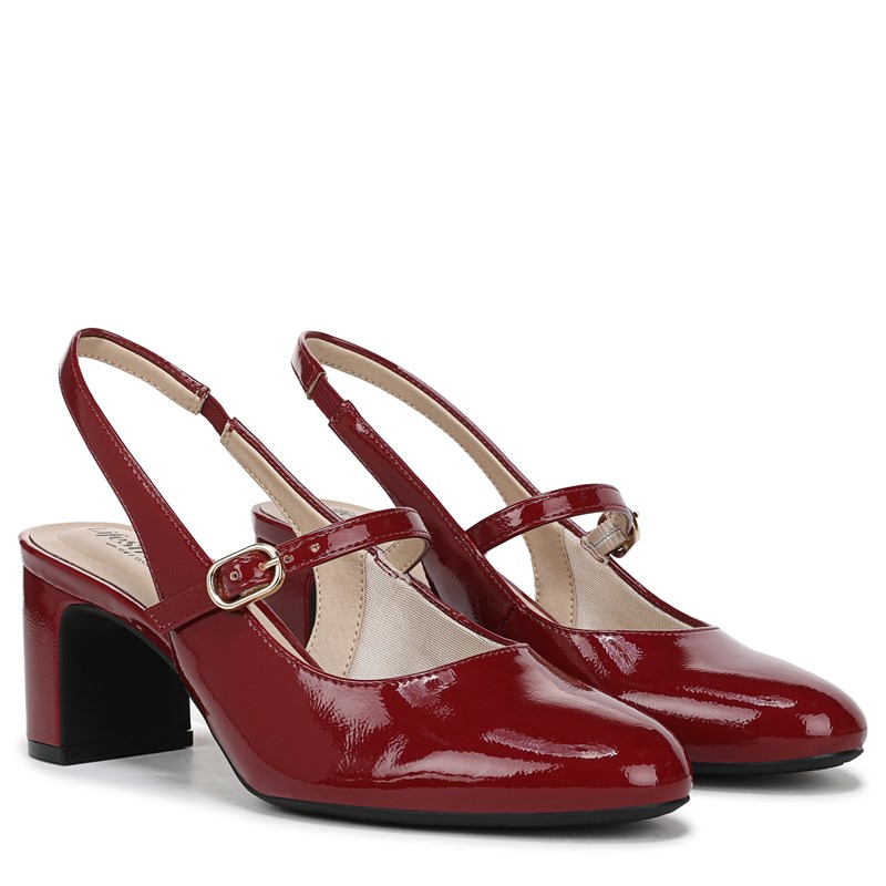 Lifestride Women's Trust Slingback Pump Shoes (Dark Cherry Patent Leather) - Size 10.0 W