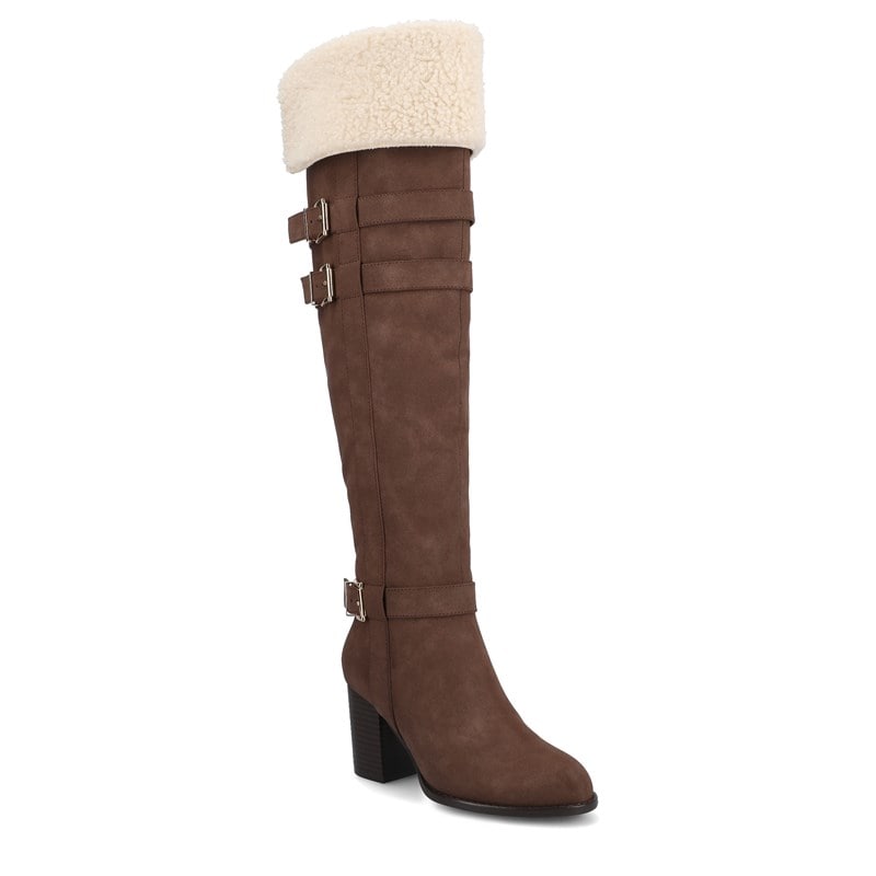 Journee Women's Alyza Over The Knee Sherpa Boots (Chocolate) - Size 9.5 M