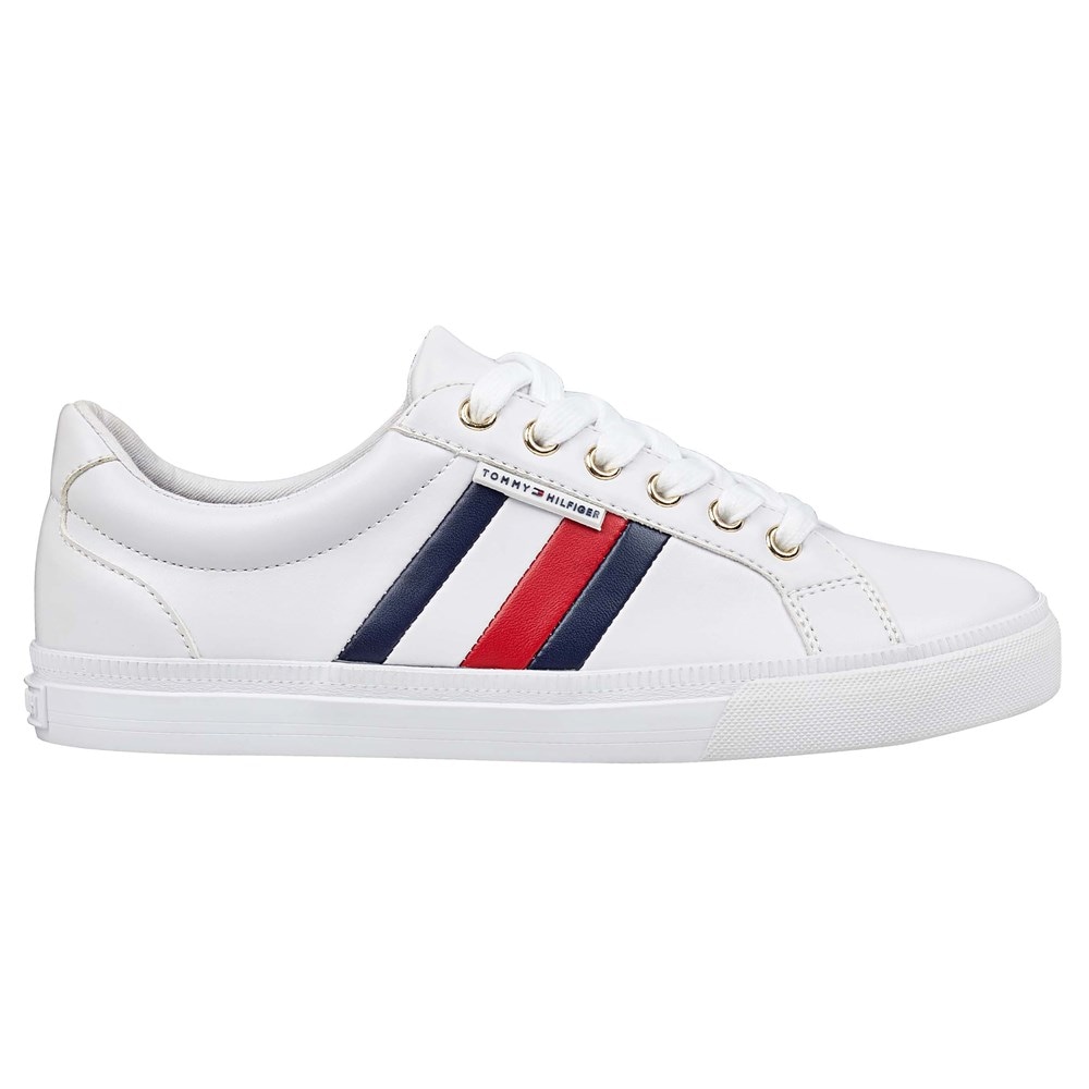 Tommy Hilfiger Womens Lightz Faux Leather Sneakers White 8.5 Medium (B,M) 