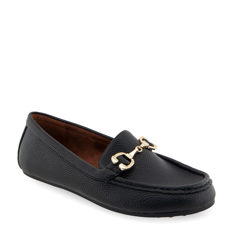Aerosoles Women's Dallas Moc Toe Loafers (Black Pebbled Faux Leather) - Size 8.5 W