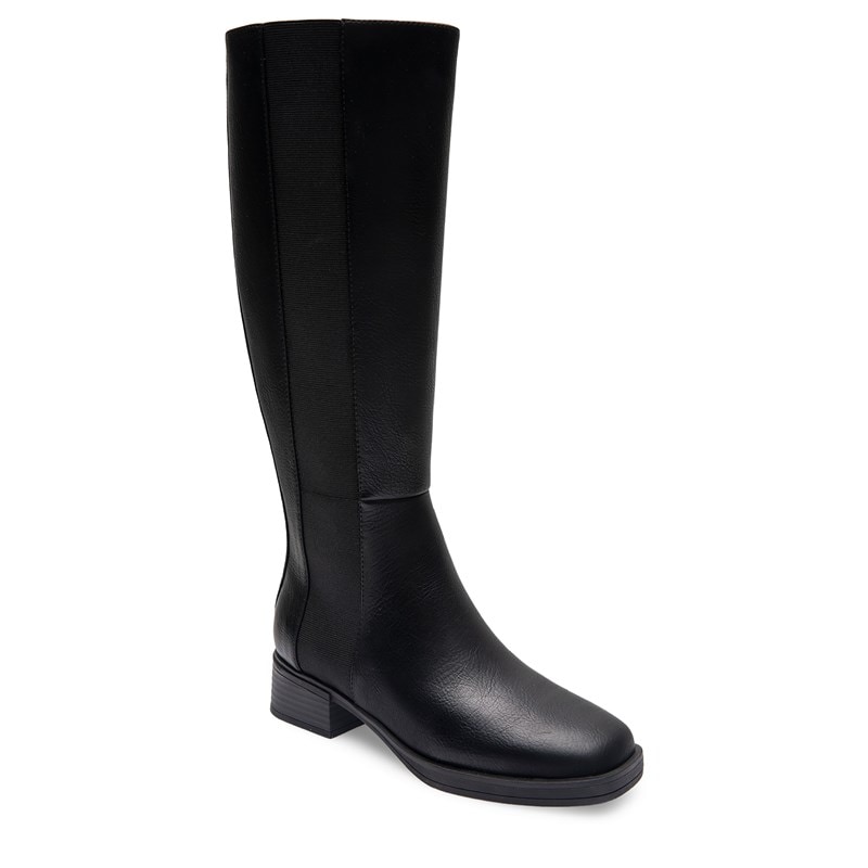 Aerosoles Women's Daria Wide Calf Knee High Riding Boots (Black Grainy Faux Leather) - Size 9.0 M