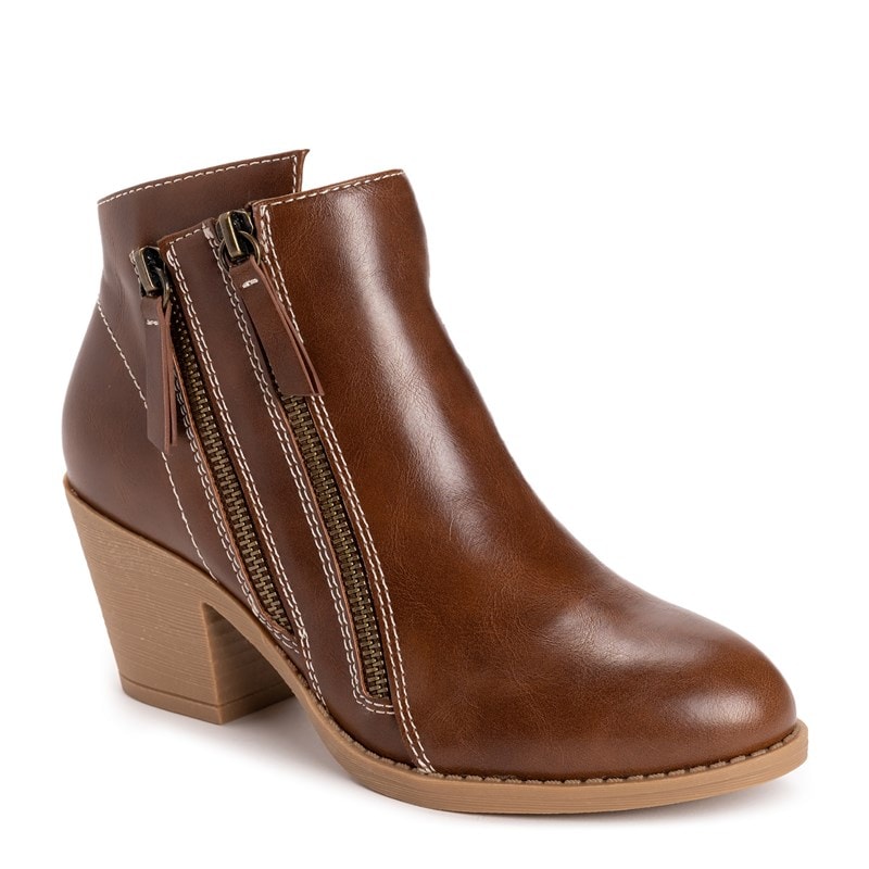 Muk Luks Women's Yellowstone Yardley Block Heel Ankle Booties (Dark Tan) - Size 10.0 M